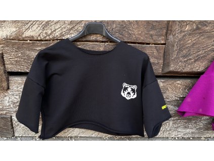 Dívčí mikitriko crop top black s krátkým rukávem