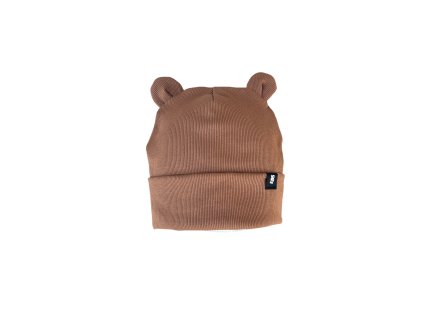 Dětská čepice žebrovaná karamel AB4K s ušima
