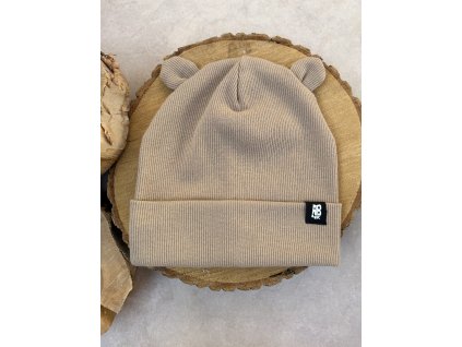 čepice žebrovaná mocca AB4K s ušima