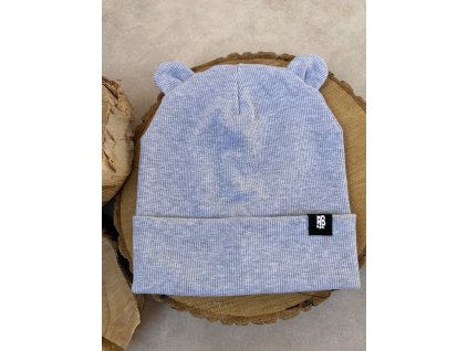 čepice žebrovaná grey AB4K s ušima