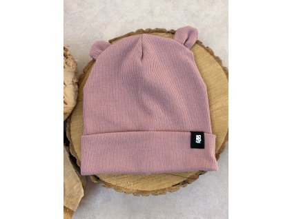 čepice žebrovaná starorůž AB4K s ušima