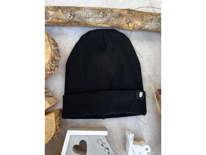 Dětská čepice žebrovaná černá AB4K