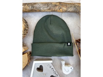 čepice žebrovaná khaki AB4K