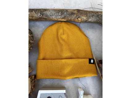 Dětská čepice žebrovaná oker AB4K