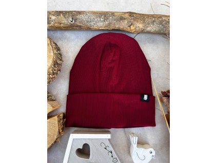 čepice žebrovaná wine AB4K