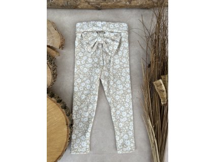 legíny žebrované mini květy na béžové