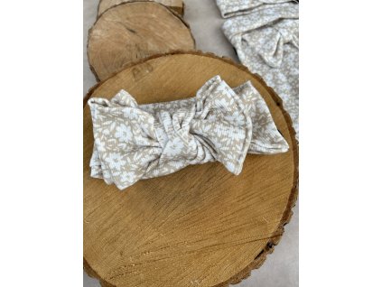 čelenka žebrovaná big mašle mini květy na béžové