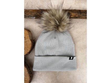 Zimní čepice svetrovina grey bambule