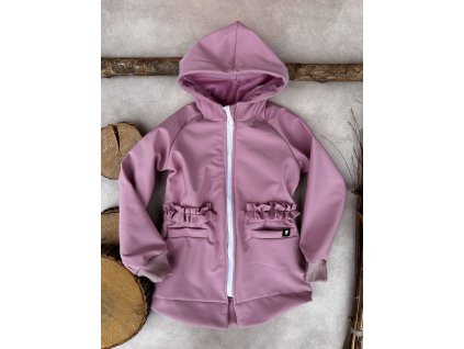 Dětská softshellová bunda parka starorůž s volánky
