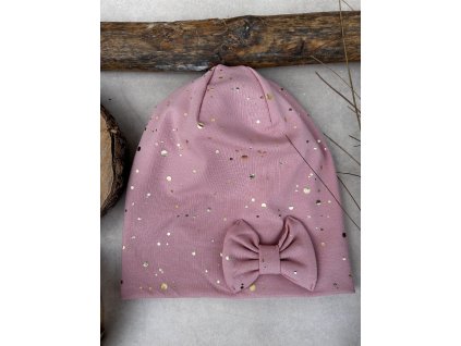 Dětská čepice golden dots losos