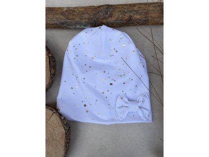 Dětská čepice golden dots bílá