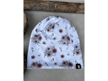 Dětská čepice květy akvarel