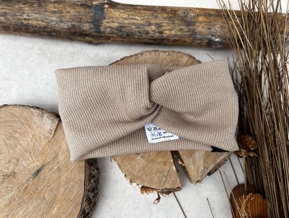 křížená čelenka žebrovaná mocca