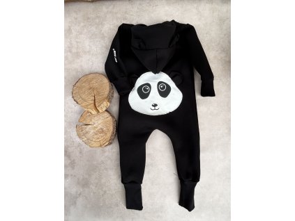 Teplákový overal panda black rostoucí