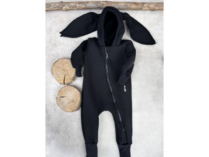 Teplákový overal bunny black rostoucí