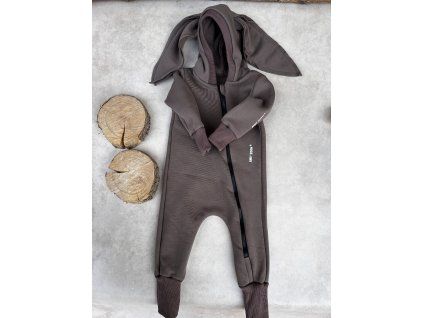 Dětský teplákový overal bunny taupe rostoucí