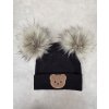 Zimní čepice Little Bear žebro black dvě bambule