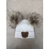 Zimní čepice Little Bear žebro off white dvě bambule