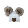 Zimní čepice Little Bear žebro off white dvě bambule
