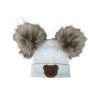 Zimní čepice Little Bear žebrovaná white dvě bambule