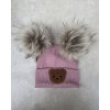 Zimní čepice Little Bear žebro old rose dvě bambule