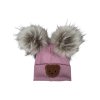 Zimní čepice Little Bear žebro old rose dvě bambule