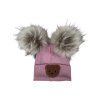 Zimní čepice Little Bear žebrová old rose dvě bambule