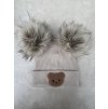 Zimní čepice Little Bear žebro mocca dvě bambule