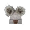 Zimní čepice Little Bear žebro mocca dvě bambule