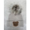 Zimní čepice Little Bear žebro mocca bambule