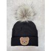 Zimní čepice Little Bear žebrovaná black bambule