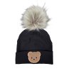 Zimní čepice Little Bear žebro black bambule