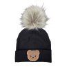 Zimní čepice Little Bear žebrovaná black bambule