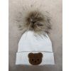 Zimní čepice Little Bear žebrovaná white bambule