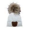 Zimní čepice Little Bear žebro off white bambule