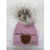 Zimní čepice Little Bear žebro old rose bambule