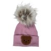 Zimní čepice Little Bear žebro old rose bambule