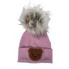 Zimní čepice Little Bear žebrovaná old rose bambule