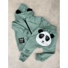 Dětská mikina na zip panda dusty mint