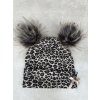 Zimní čepice žebro gepard dvě bambule