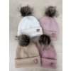 Zimní čepice Little girl svetrovina old rose bambule