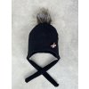 čepice ušanka vafle Little girl black bambule