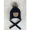 Zimní čepice ušanka vafle Little Bear black bambule
