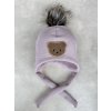 čepice ušanka vafle Little Bear rose bambule