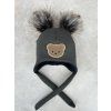 Zimní čepice ušanka vafle Little Bear khaki dvě bambule