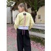 Dívčí mikitriko crop top žluté s dlouhým rukávem