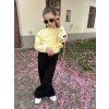 Dívčí mikitriko crop top žluté s dlouhým rukávem