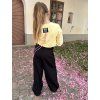 Dívčí mikitriko crop top žlutým s dlouhým rukávem