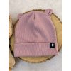 Dětská čepice žebrovaná starorůž AB4K s ušima