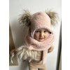 čepice ušanka Teddy pudrová bambule